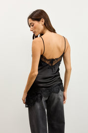 גופיית תחרה אסימטרית שחורה