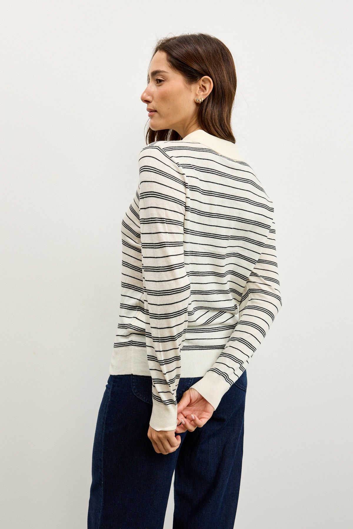 סריג פולו פסים שחור