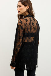 חולצה מכופתרת תחרה לומינה שחורה