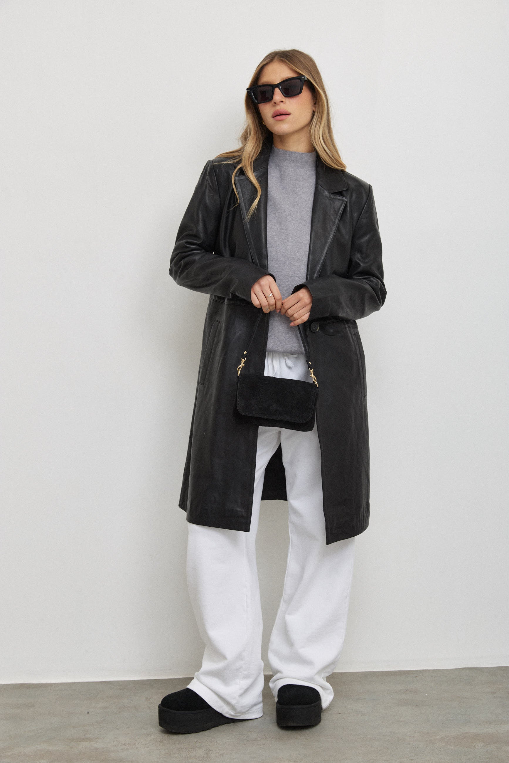 תיק עור לונה שחור