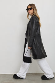 מעיל עור טרנץ׳ MELINDA OVERSIZE KNEE LENGTH LEATHER BLAZER