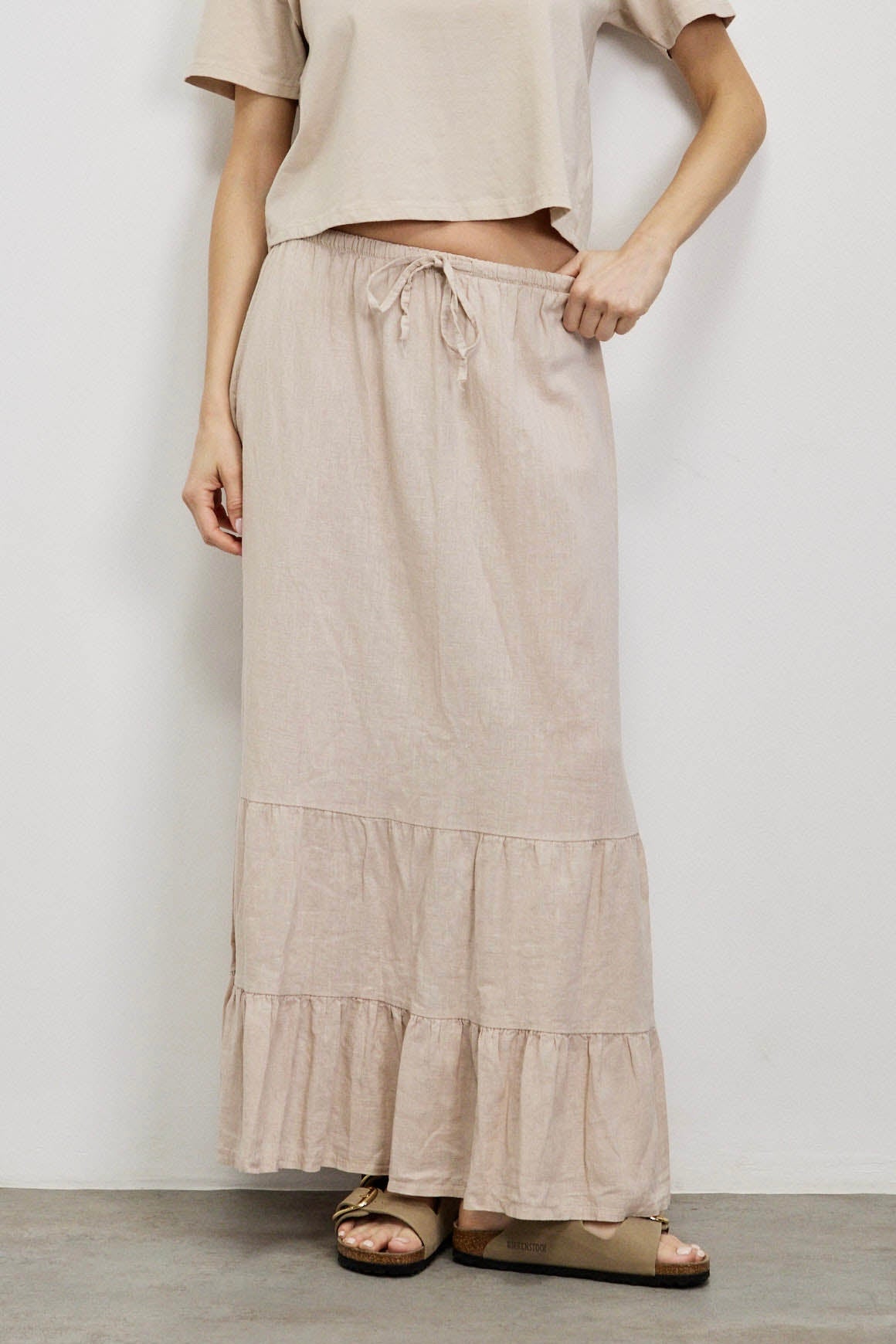 חצאית מקסי פשתן בז׳