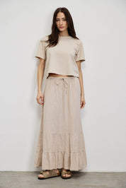 חצאית מקסי פשתן בז׳
