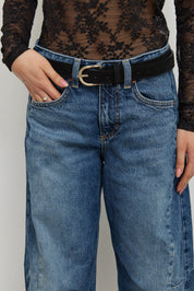 חגורת עור ליבה שחורה