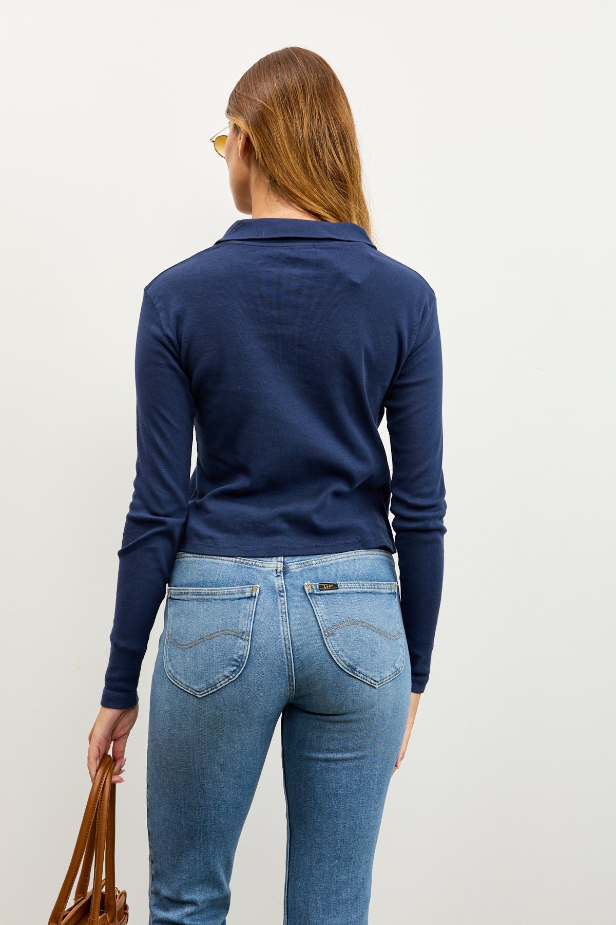 חולצה מכופתרת כותנה פולו כחול