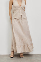 חצאית מקסי פשתן בז׳