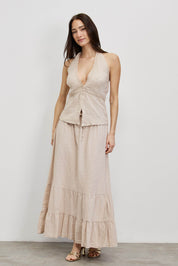 חצאית מקסי פשתן בז׳