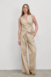 חולצת מעטפת כותנה בז