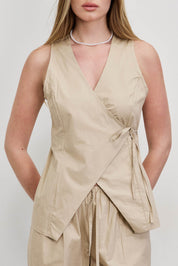 חולצת מעטפת כותנה בז