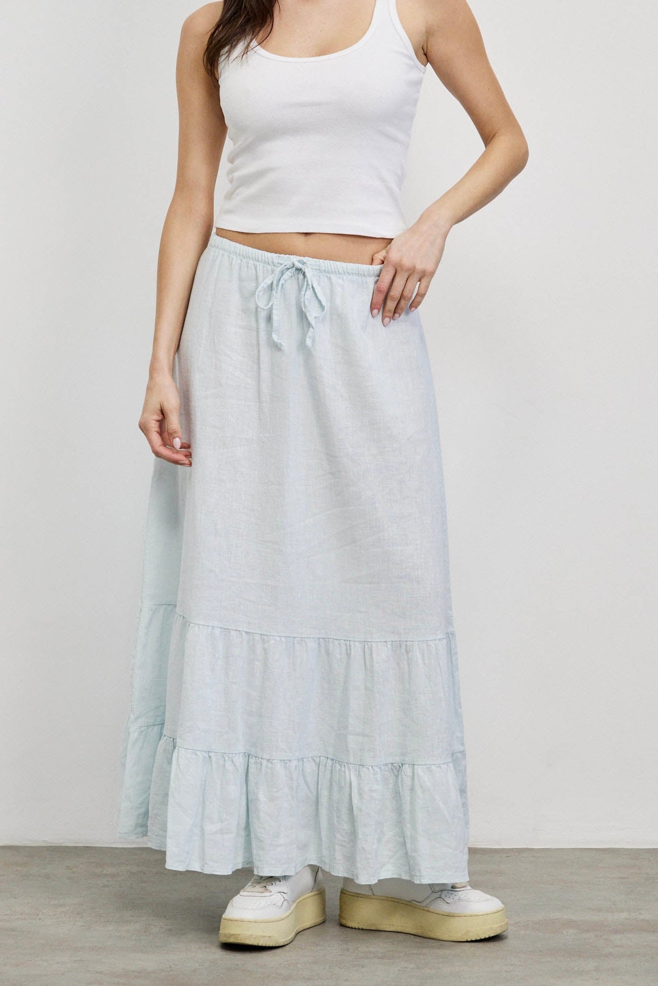 חצאית מקסי פשתן תכלת