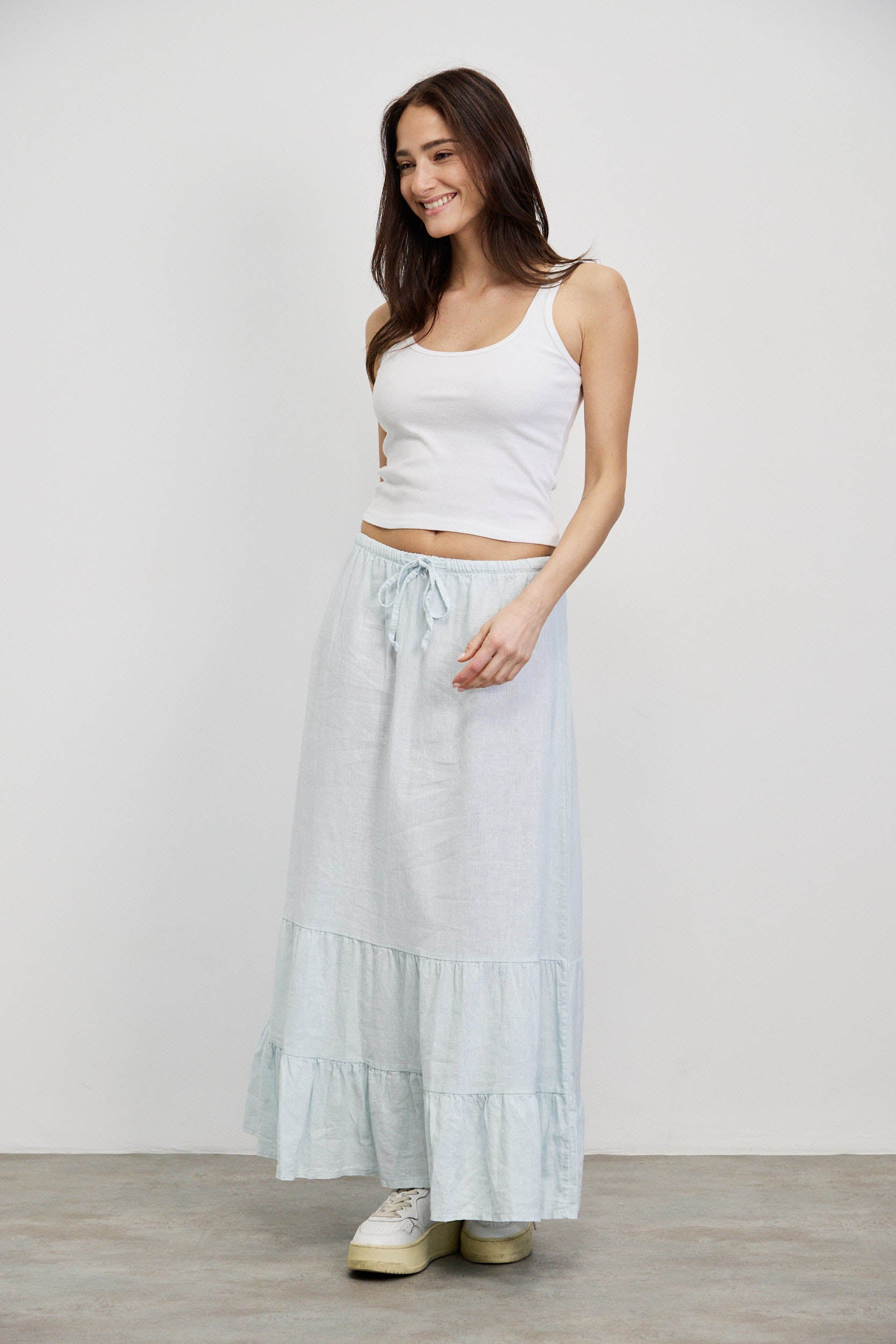 חצאית מקסי פשתן תכלת