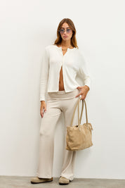 קרדיגן סריג ריב לבן