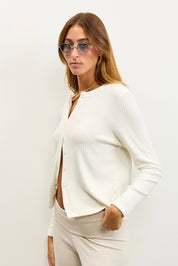 קרדיגן סריג ריב לבן