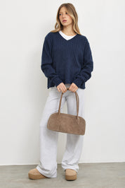 סריג וי ג׳וליה כחול