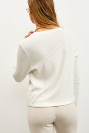 קרדיגן סריג ריב לבן