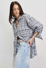 חולצת משבצות איטלקית תכלת