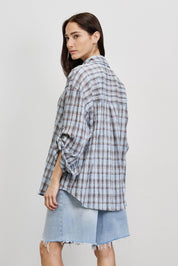 חולצת משבצות איטלקית תכלת