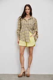 חולצת משבצות איטלקית צהוב