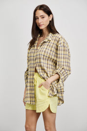 חולצת משבצות איטלקית צהוב