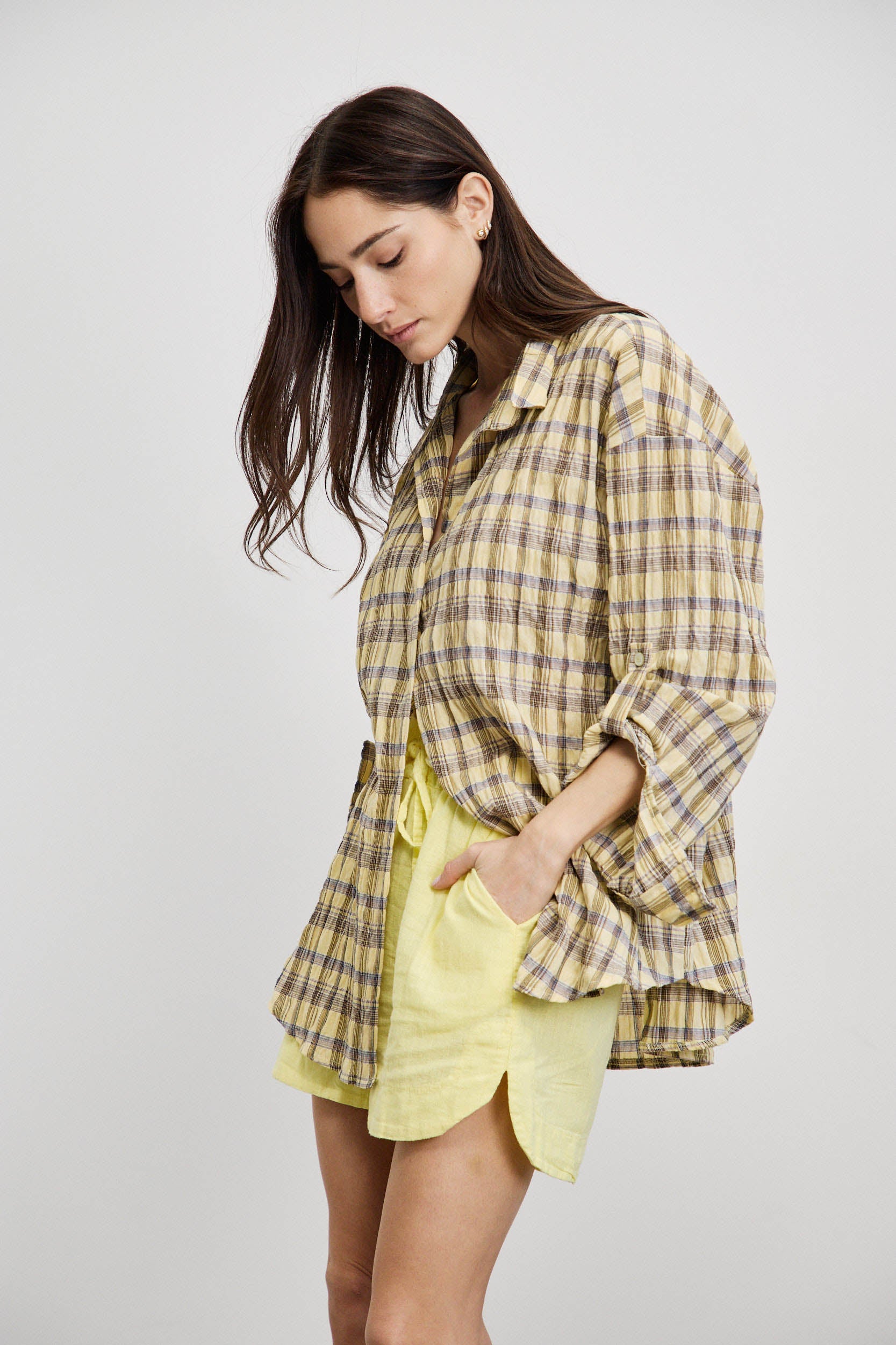 חולצת משבצות איטלקית צהוב