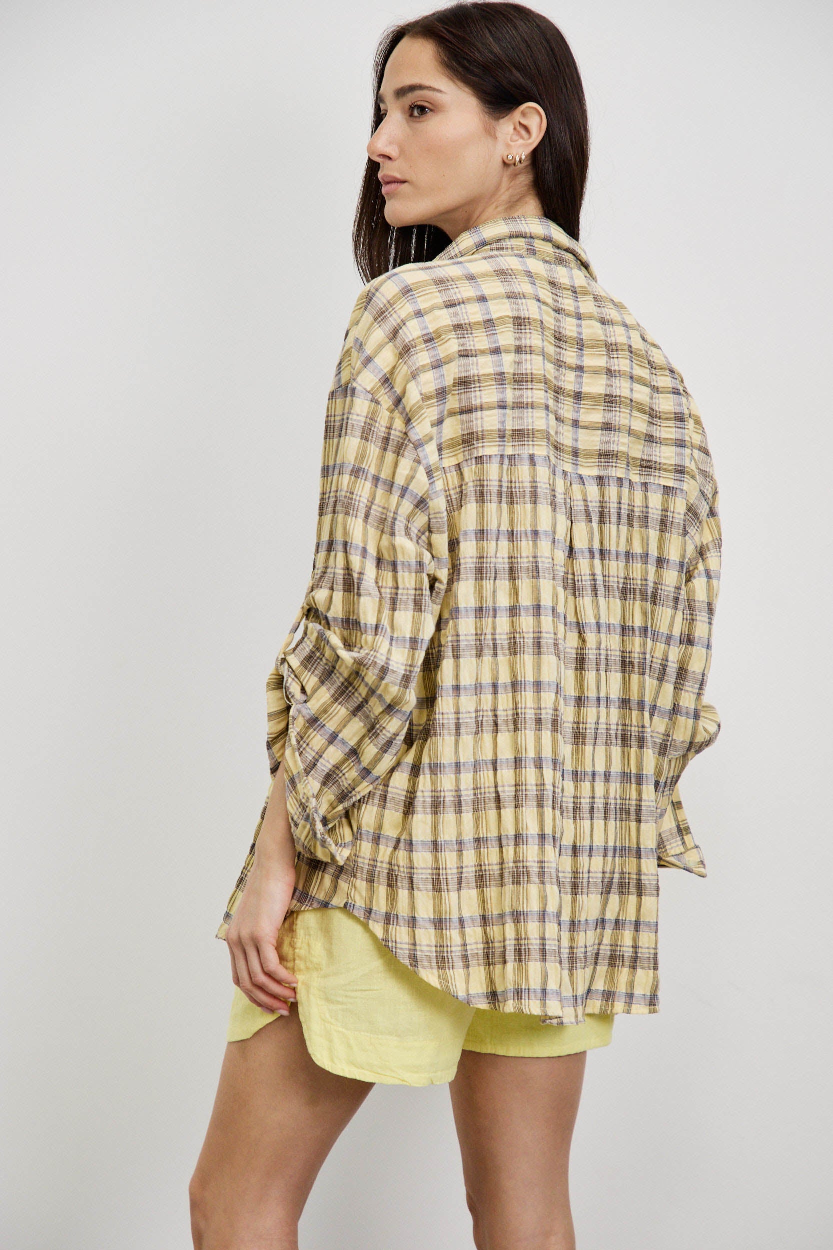 חולצת משבצות איטלקית צהוב