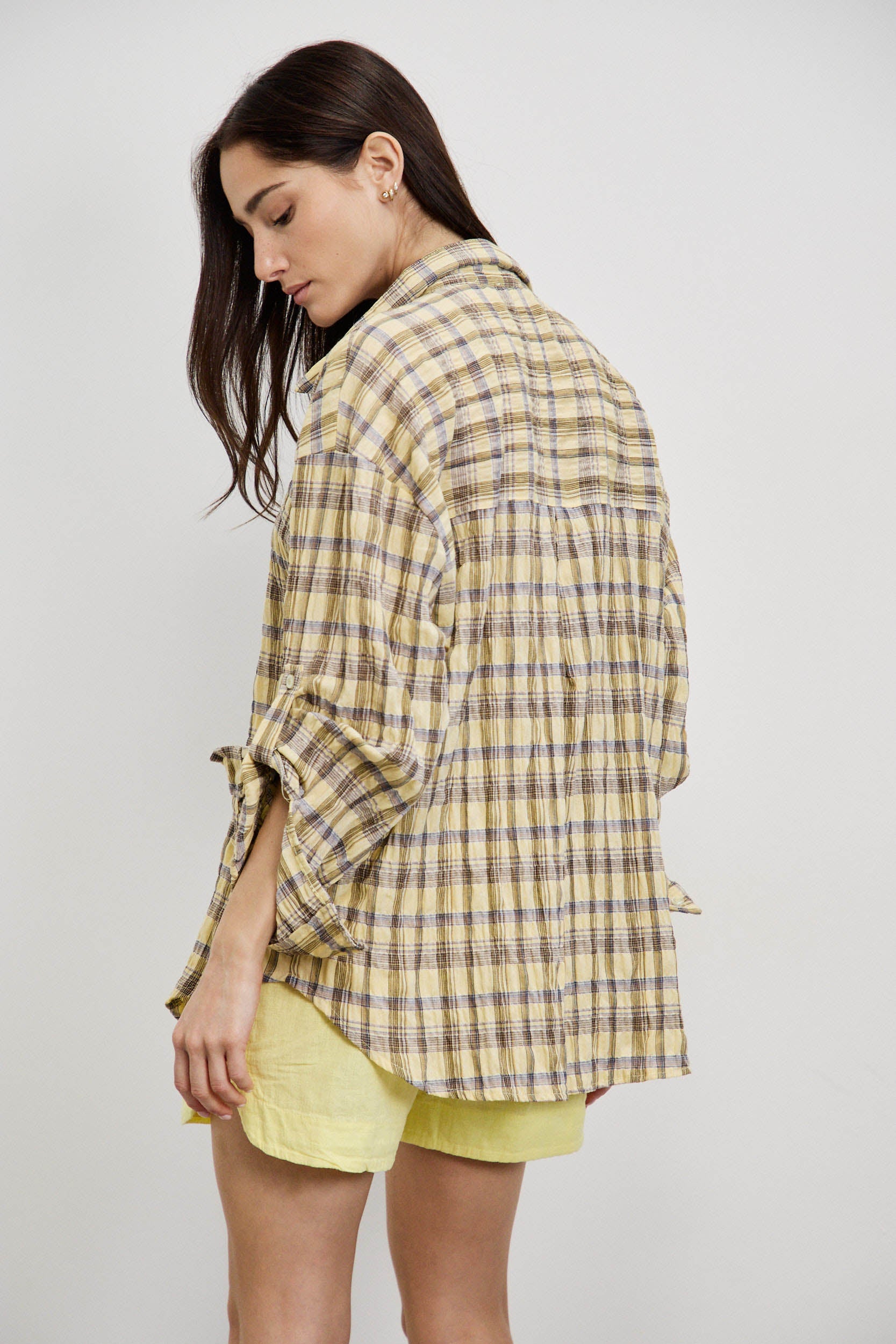 חולצת משבצות איטלקית צהוב