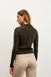 חולצה מכופתרת כותנה פולו חום