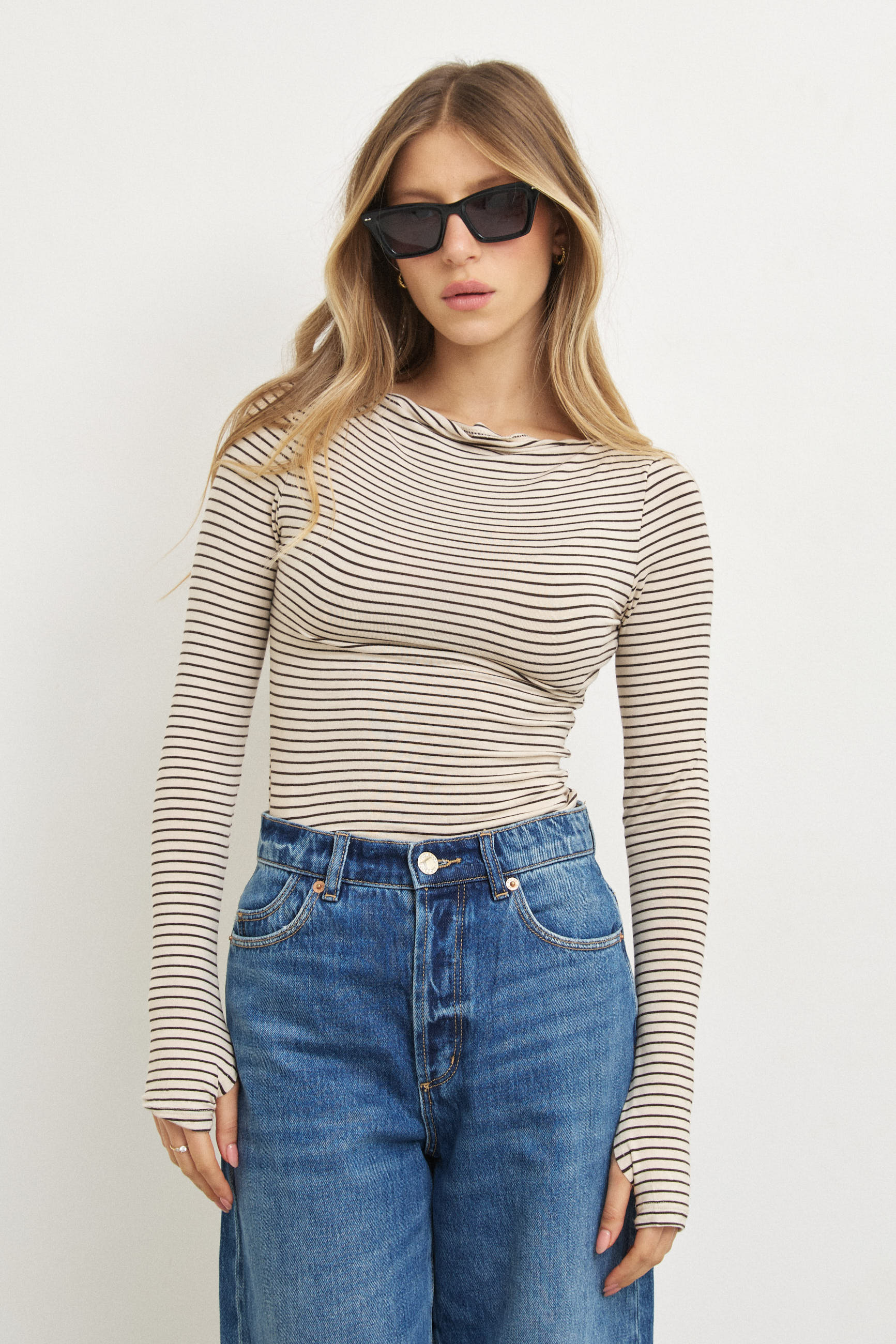 חולצת פסים לומינה בז