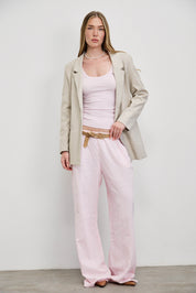 מכנסי פשתן פסים ורוד