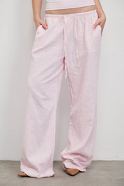 מכנסי פשתן פסים ורוד