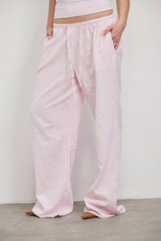 מכנסי פשתן פסים ורוד