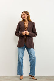 גופיית תחרה אסימטרית חומה