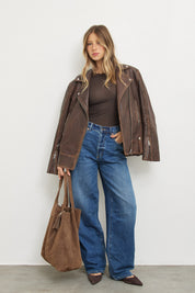 חולצת ניקי תחרה קשמיר חומה