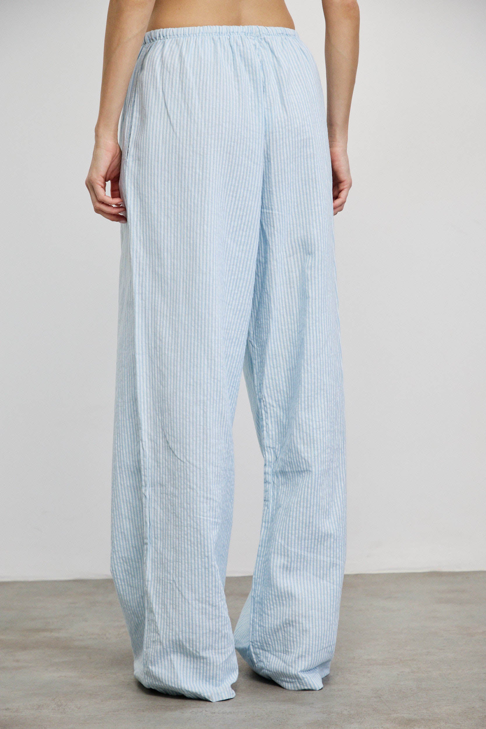 מכנסי פשתן פסים תכלת