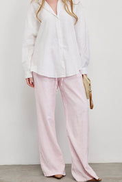 מכנסי פשתן פסים ורוד