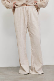 מכנסי פשתן פסים בז׳