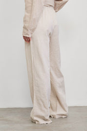 מכנסי פשתן פסים בז׳