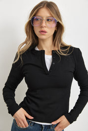 חולצת בייסיק כפתורים לומינה שחורה