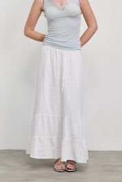 חצאית מקסי פשתן לבנה