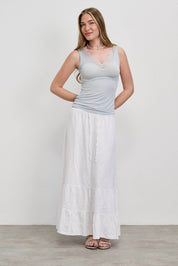 חצאית מקסי פשתן לבנה