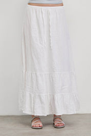 חצאית מקסי פשתן לבנה