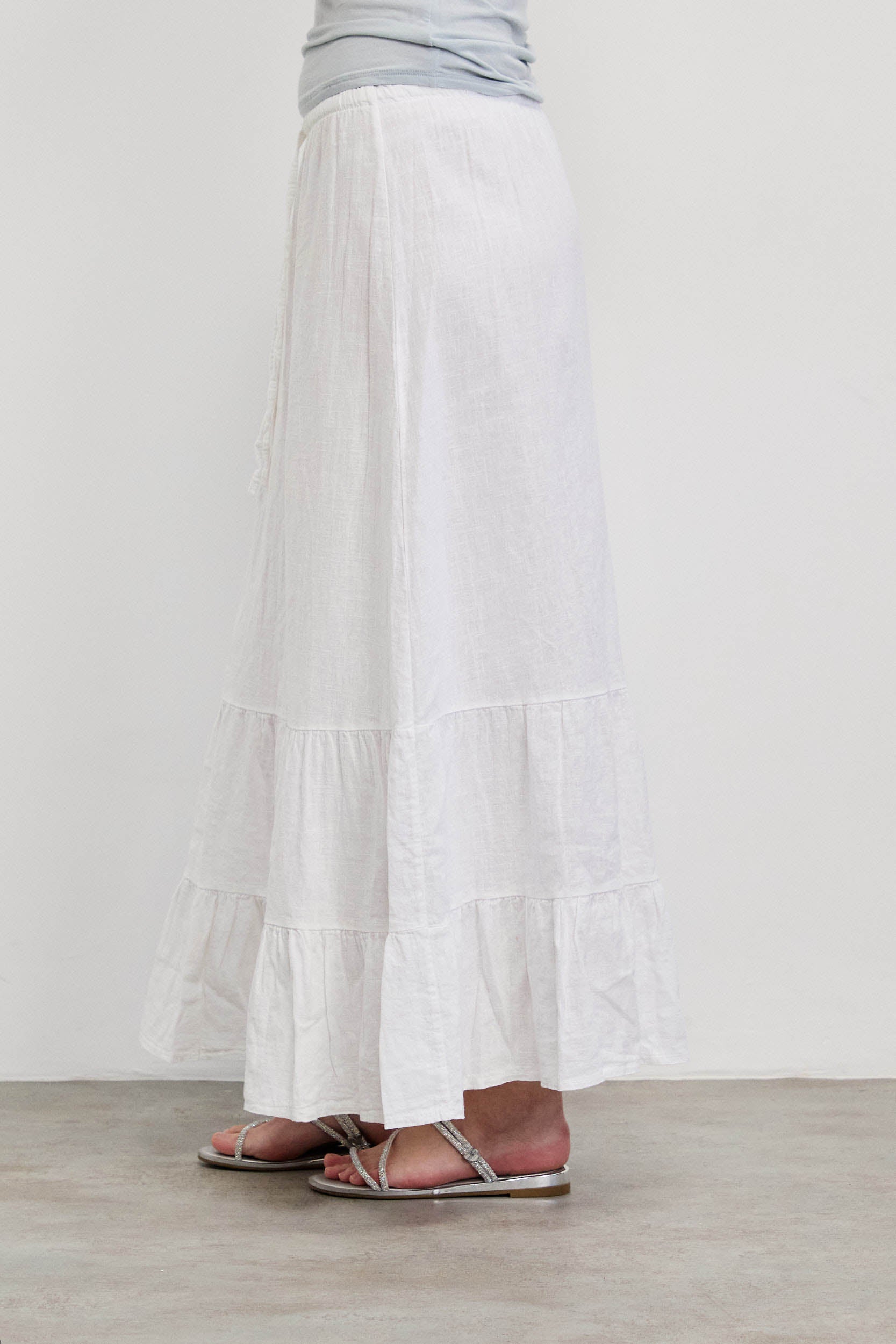 חצאית מקסי פשתן לבנה