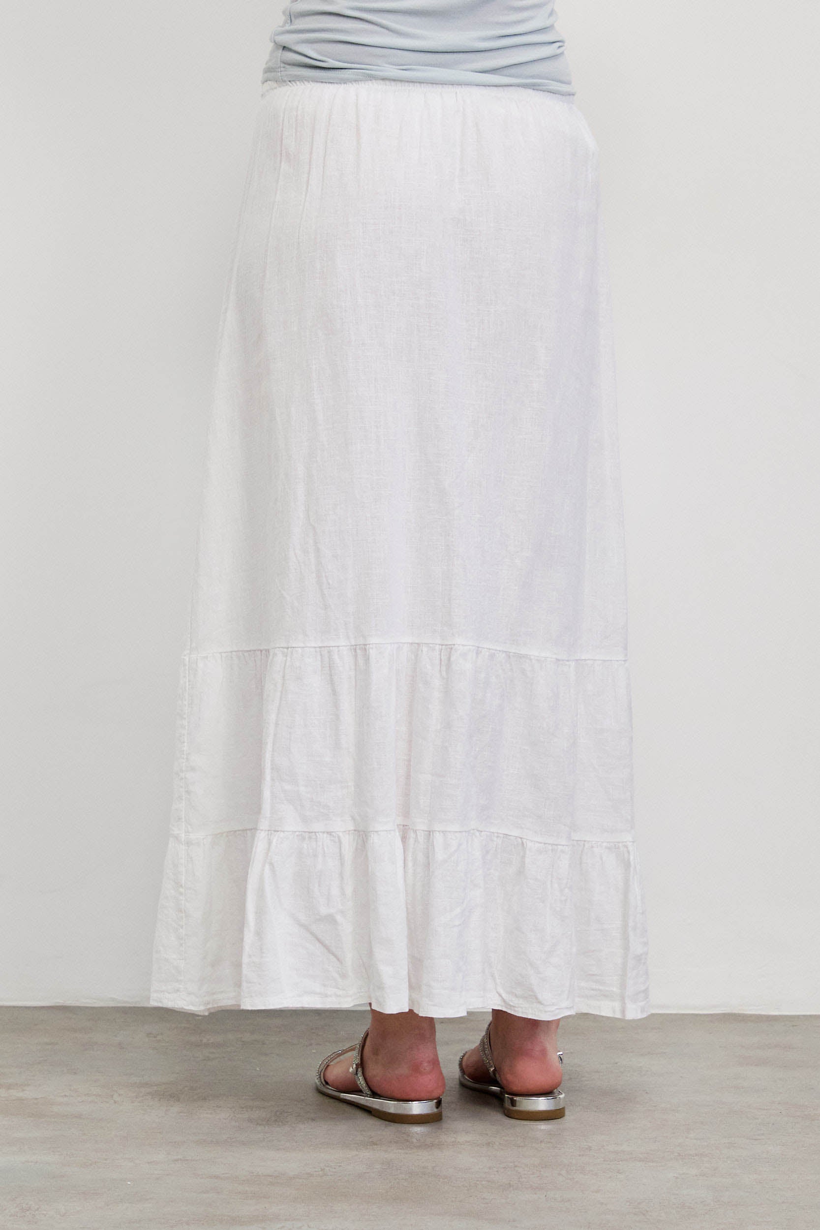 חצאית מקסי פשתן לבנה