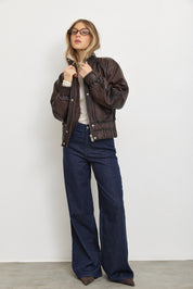 מעיל עור בומבר TASSIA LEATHER BOMBER JACKET