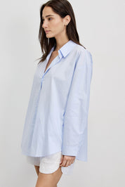 מכופתרת כותנה אוברסייז תכלת