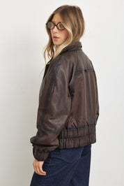 מעיל עור בומבר TASSIA LEATHER BOMBER JACKET