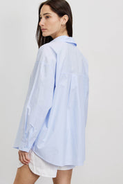 מכופתרת כותנה אוברסייז תכלת