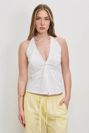 וסט פשתן קולר לבן