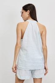 חולצת פשתן כותנה קולר תכלת