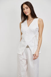 חולצת מעטפת כותנה לבן